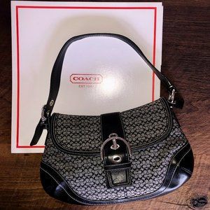 Coach G0751-F10926 Black Leather and Signature Satchel